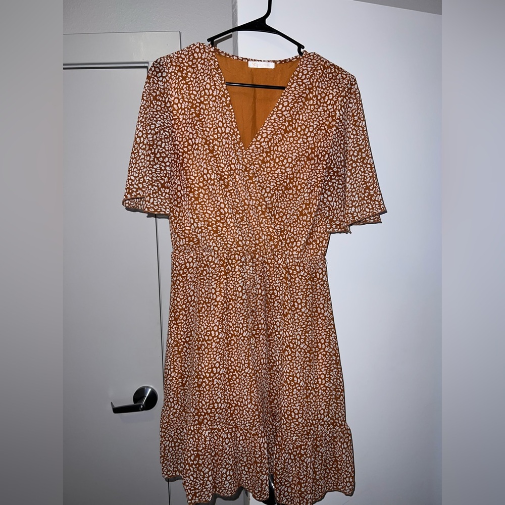 Brown Patterned Women's Dress